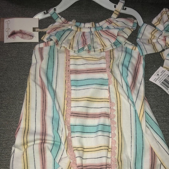 Jessica Simpson Baby Striped Romper with Matching Headband Size 6-9 Months - Picture 2 of 5
